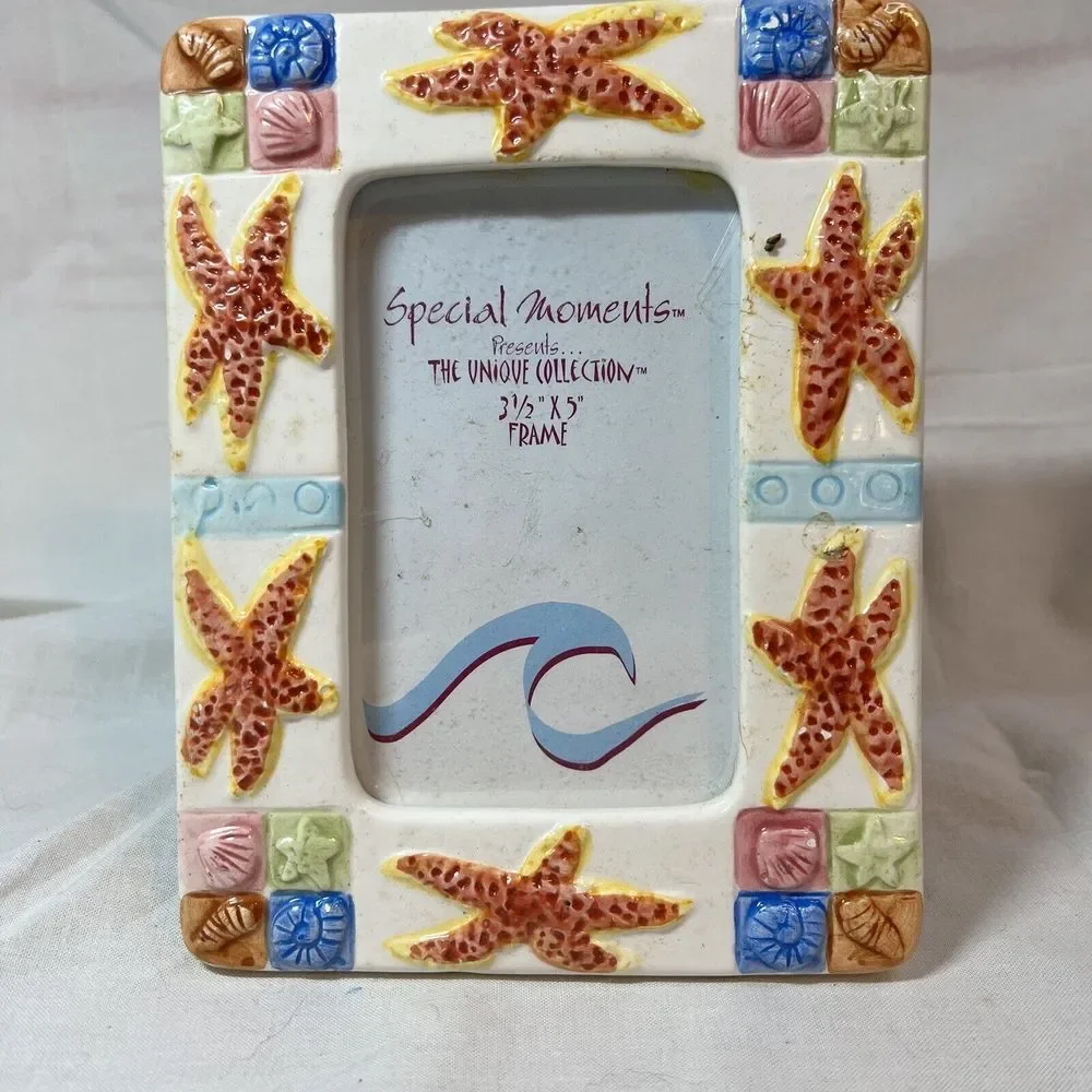 Set‎ Of 2 Special Moment Frames 3.5 X 5 Photo Beach Starfish Fish Sea Shells